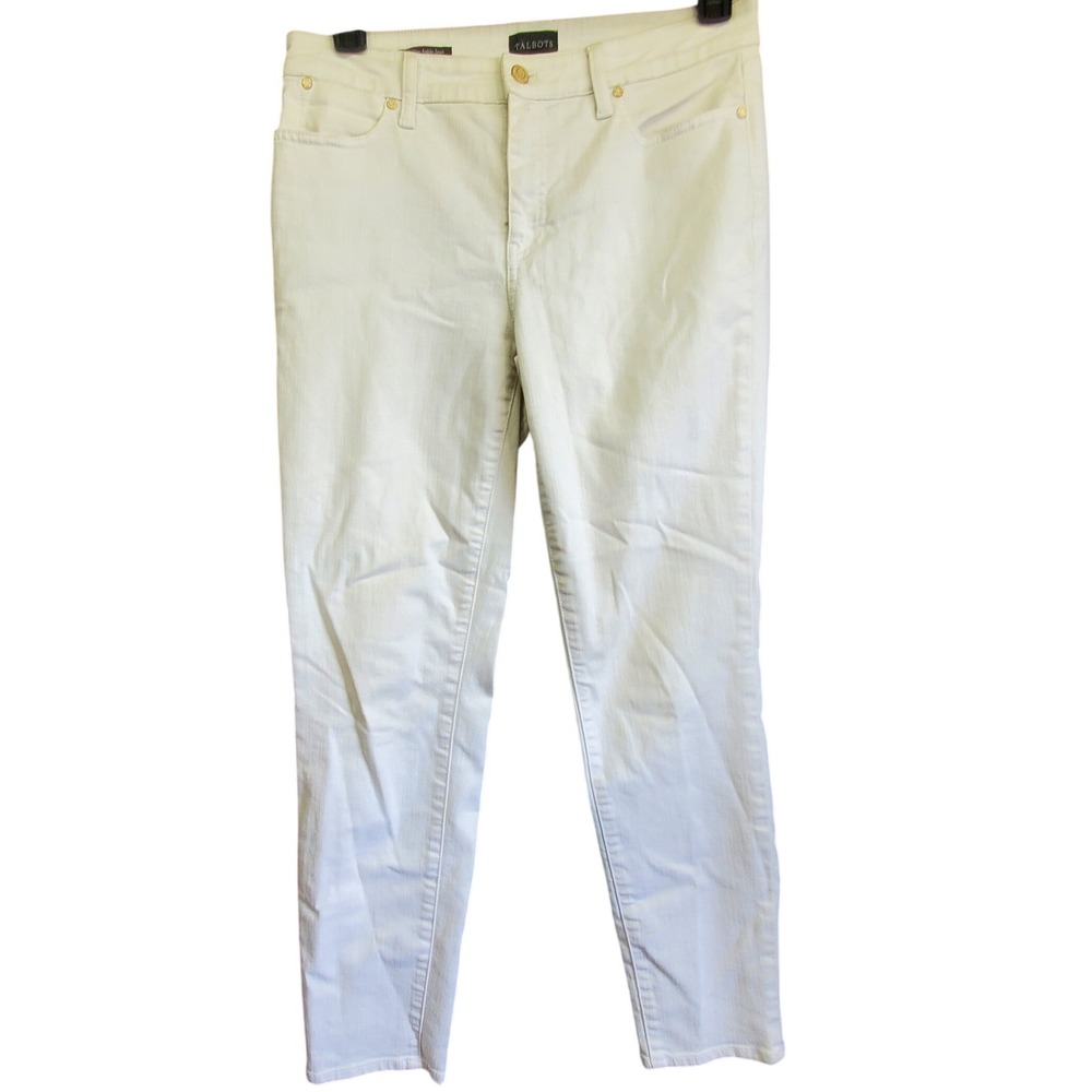 Talbots Slim Ankle Jeans Womens 8 White Stretch Cotton Blend Denim Pants
